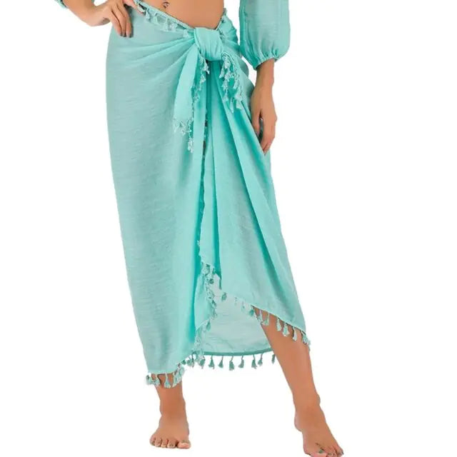 Womens Long Beach Cover Up Sarong - Lux Buy