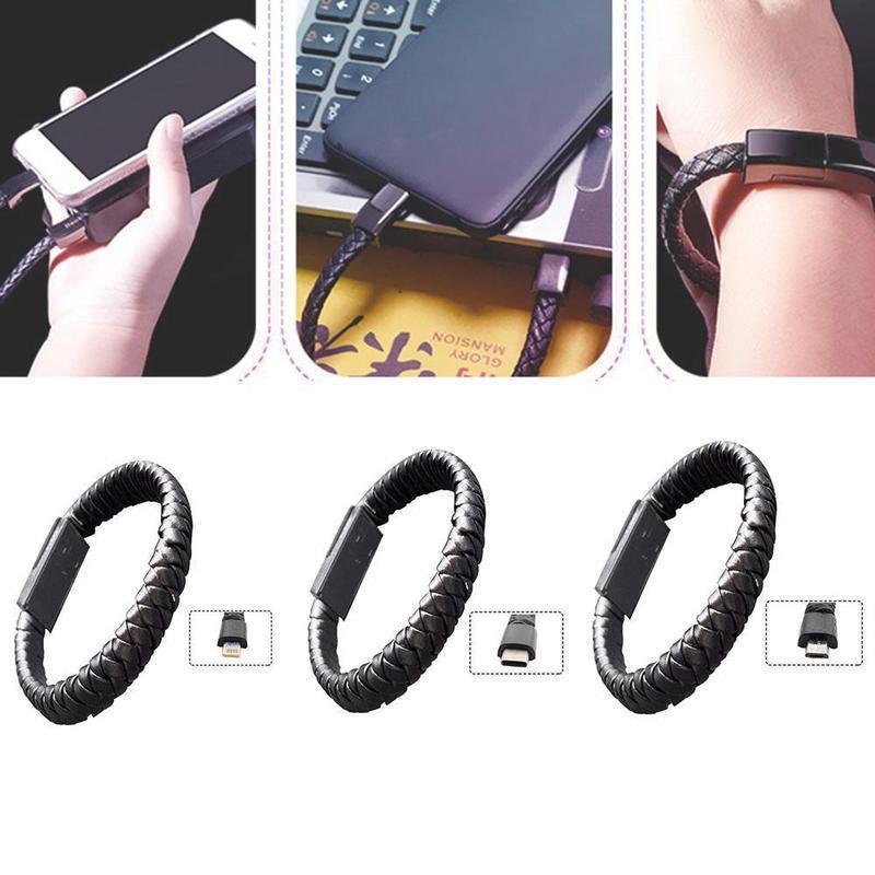 Leather Mini USB Bracelet Data Charging Cable - Lux Buy