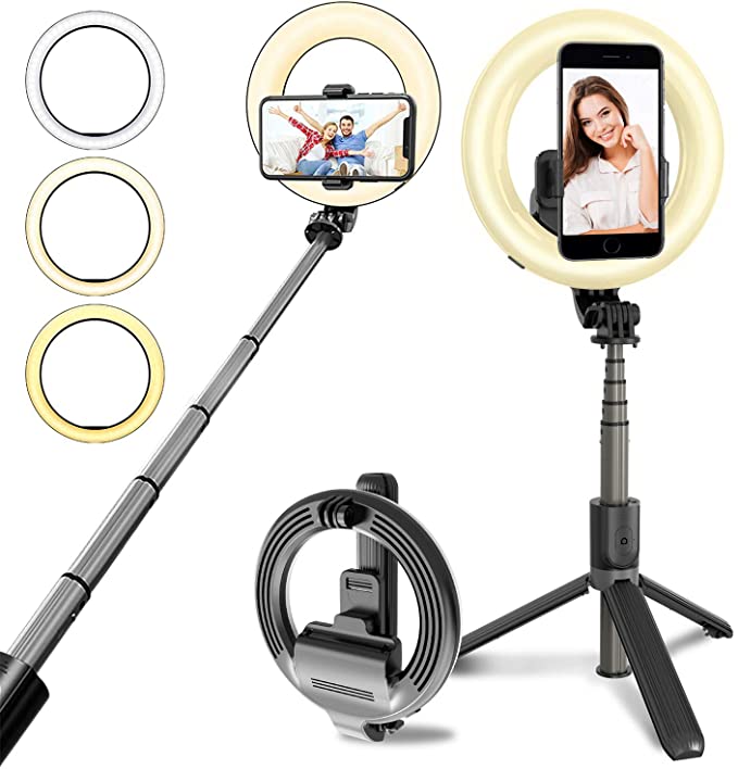 4-in-1 Wireless Selfie Stick Tripod with Ring Light - Lux Buy