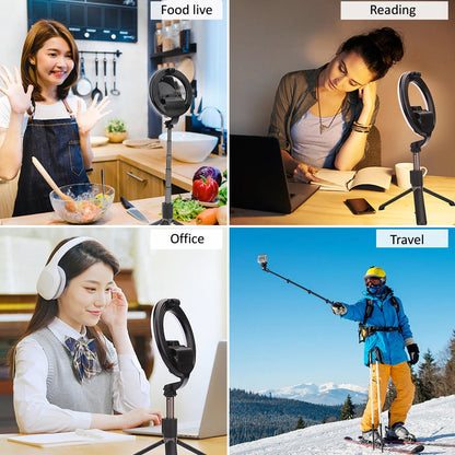 4-in-1 Wireless Selfie Stick Tripod with Ring Light - Lux Buy