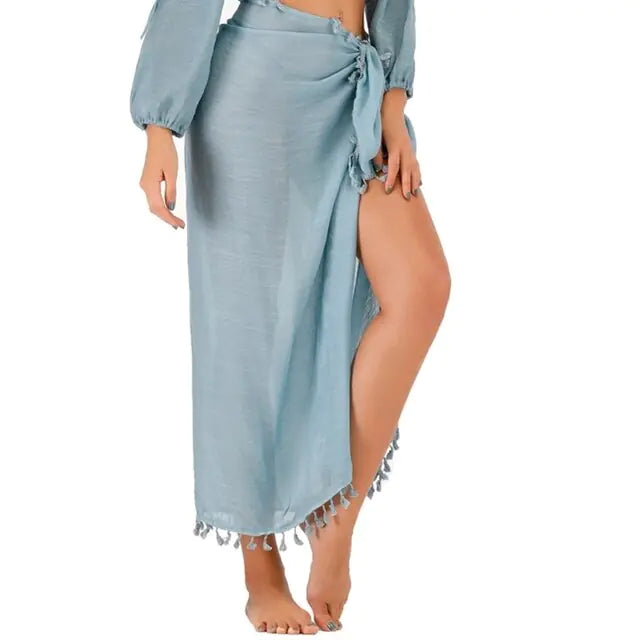 Womens Long Beach Cover Up Sarong - Lux Buy