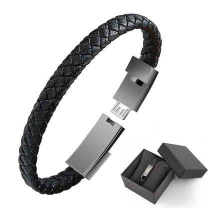 Leather Mini USB Bracelet Data Charging Cable - Lux Buy