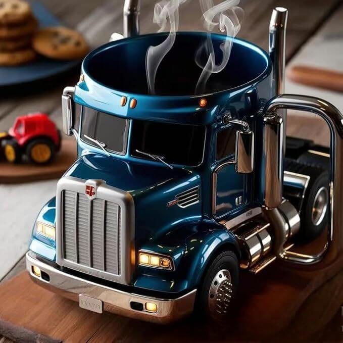 Handcrafted Semi-Truck Shaped Coffee Mug