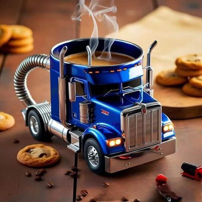 Handcrafted Semi-Truck Shaped Coffee Mug